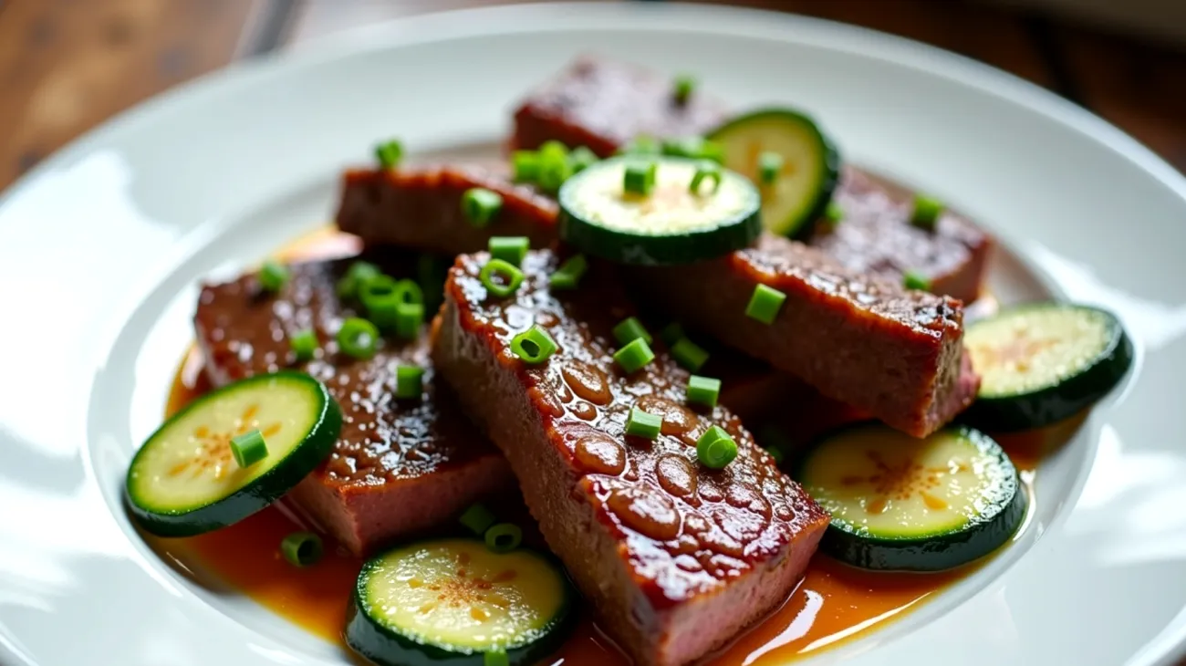 Straccetti di manzo speck zucchine novelle"
