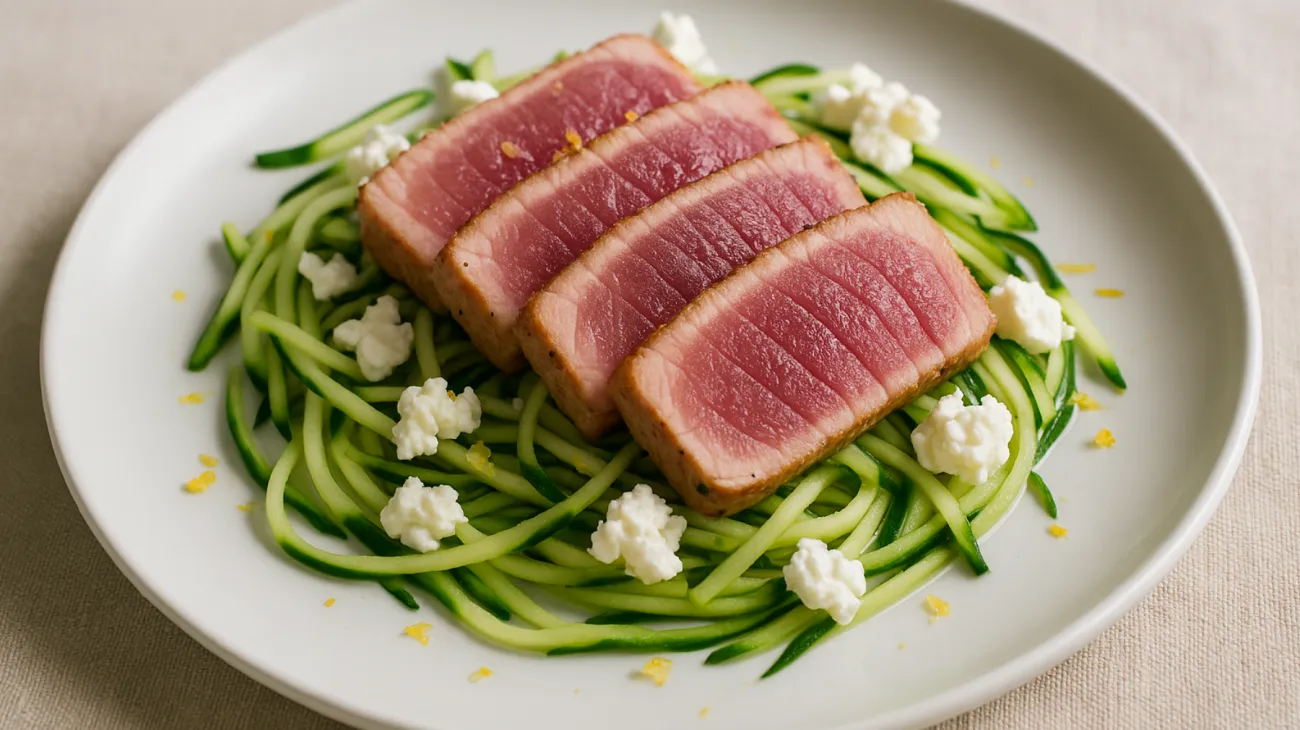 Tonno fresco zucchine a julienne zest di limone"