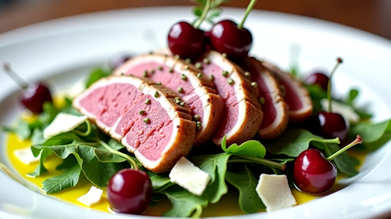 tonno fresco rucola ciliegie croccanti"