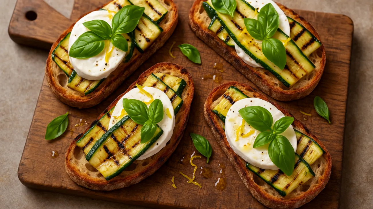 Mozzarella di bufala zucchine grigliate pane casereccio"